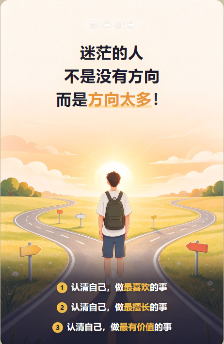 迷茫的人不是没有方向，而是方向太多！